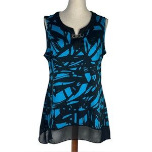 New Direction Blue and Black Sleeveless Women's Top